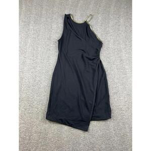 Free People Women's One Shoulder Black Dress with Olive Trim Size XS